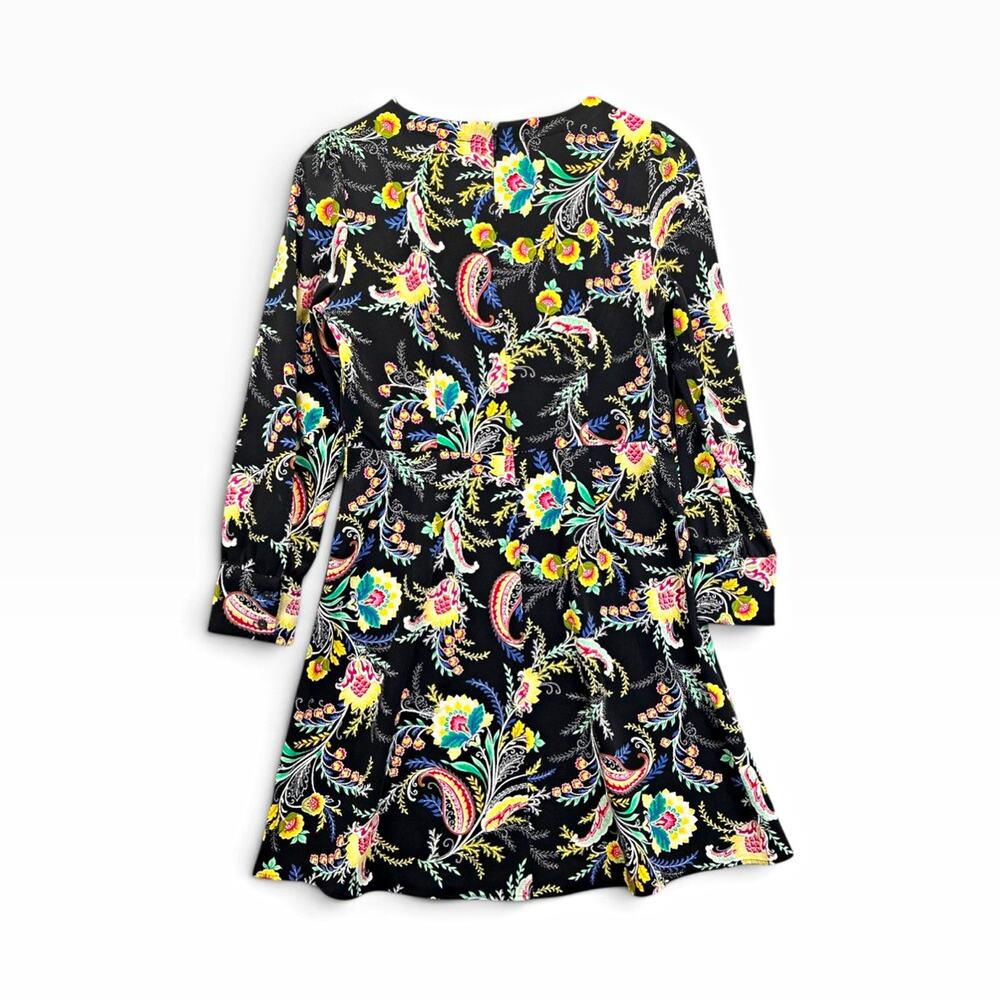 Loft Petite Floral Long Sleeve Dress black